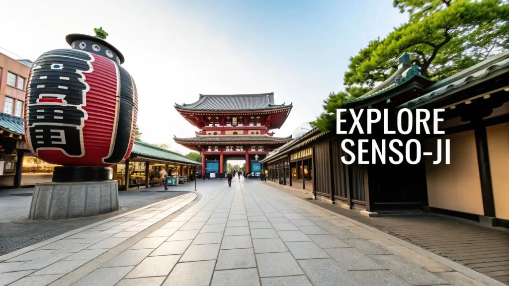 A wide pathway leads to Senso-ji temple