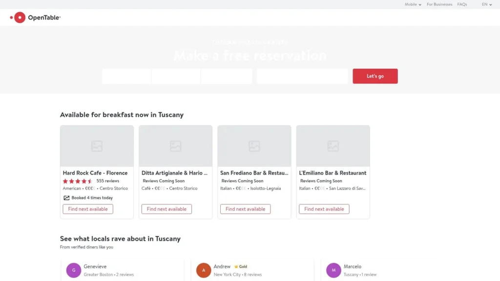 7 Essential Booking Tools for Restaurants in Florence Italy (2026 Guide) a snapshot of web page of restaurant listings