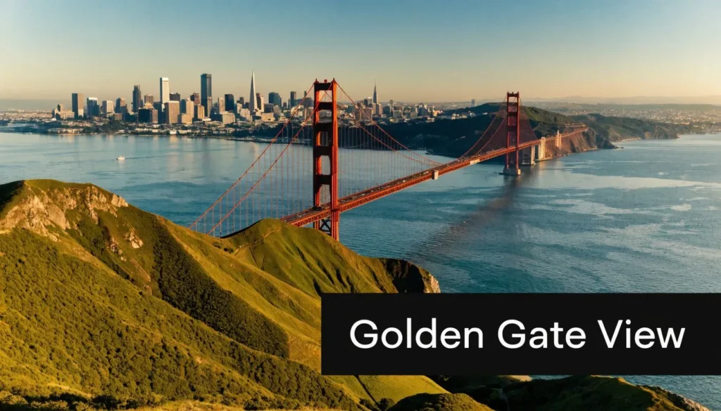 Best Spots for Aerial View of San Francisco Bay Area 2026 Aerial view of the Golden Gate Bridge with San Francisco skyline and bay under clear skies.