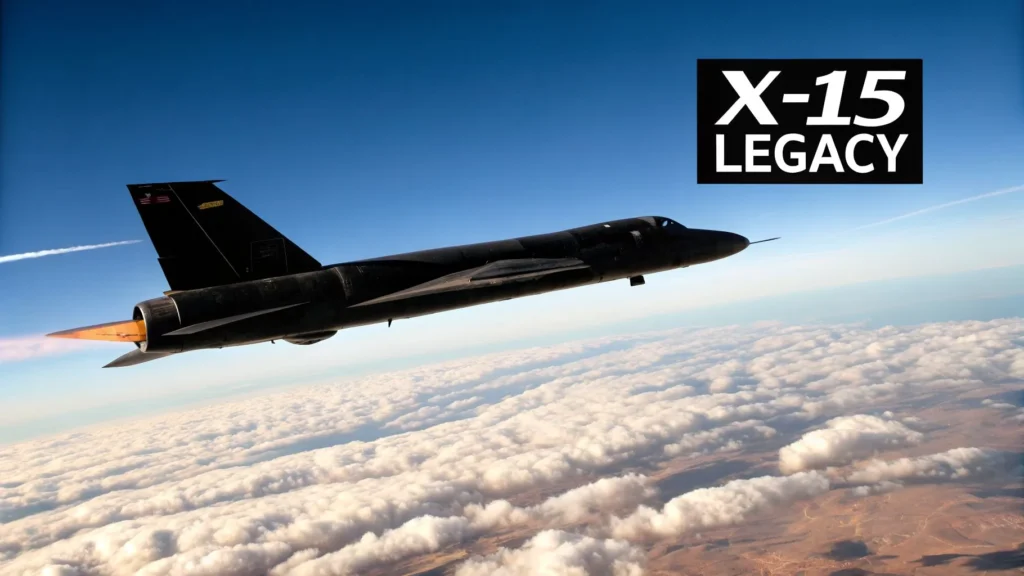 What Is the World's Fastest Rocket? A Guide to Ultimate Velocity X-15 rocket plane flying above clouds under blue sky, with “X-15 Legacy” text overlay.