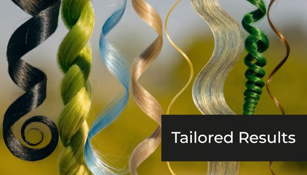 Best Keratin Treatment: A 2026 Guide to Smooth, Safe Hair Close-up of different curled hair strands in varied textures and colors beside the text “Tailored Results”.