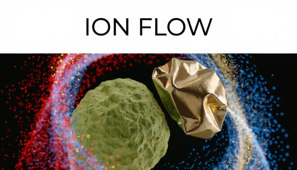 How Do Lithium Batteries Work? Your Complete Guide Abstract ion flow illustration with charged particles surrounding textured and metallic objects.