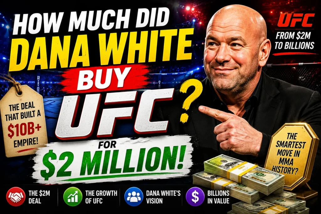 Dana White UFC thumbnail with cash stacks, octagon arena, and bold graphics about the $2 million UFC purchase.