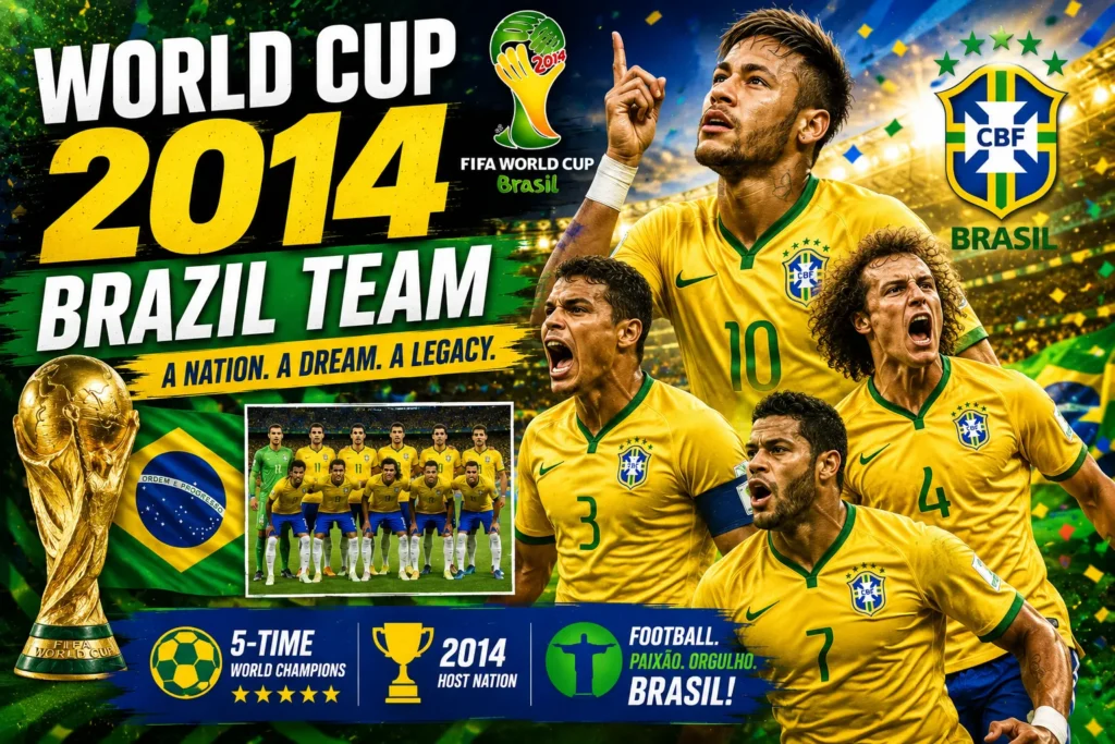 World Cup 2014 Brazil Team: Glory, Collapse, and Legacy Brazil 2014 World Cup thumbnail with soccer stars, trophy, stadium lights, and colorful Brazil team graphics.
