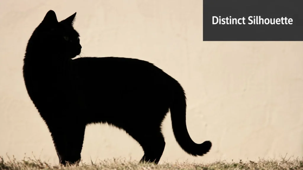 Black Cat Animation: From Blob to Beloved Character Black cat silhouette standing in profile on grass, with a distinct outline against a light background.