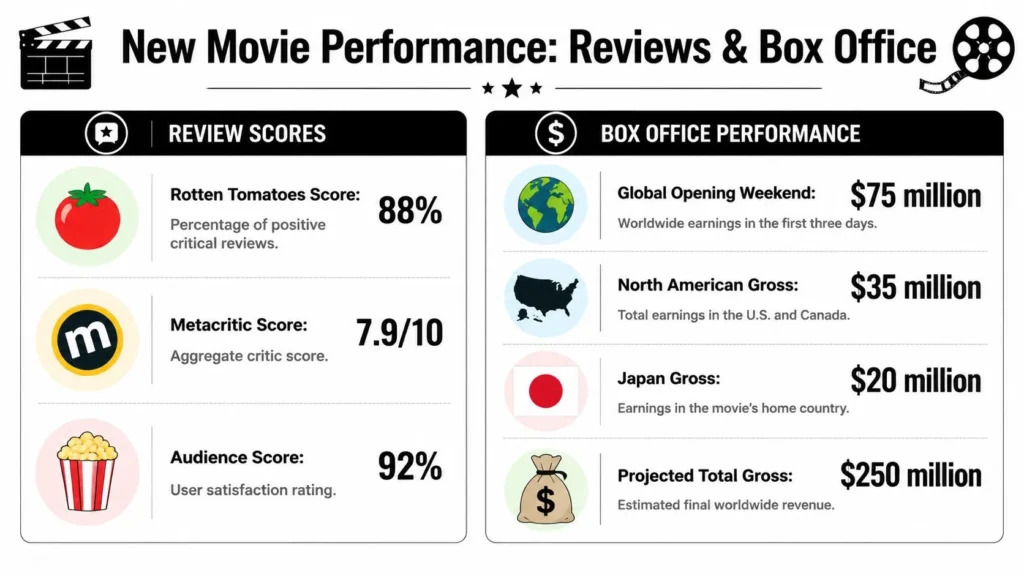 Dragon Ball New Movie 2026: The Ultimate Guide Dragon Ball movie review and box office infographic with critic scores, audience ratings, and revenue figures.