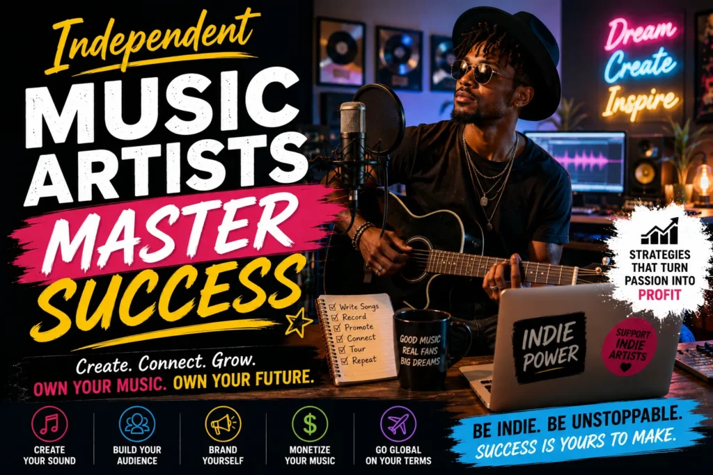 Independent Music Artists: Master Success in 2026 Independent music artist recording in a studio, highlighting creativity, audience growth, music promotion, and career success.