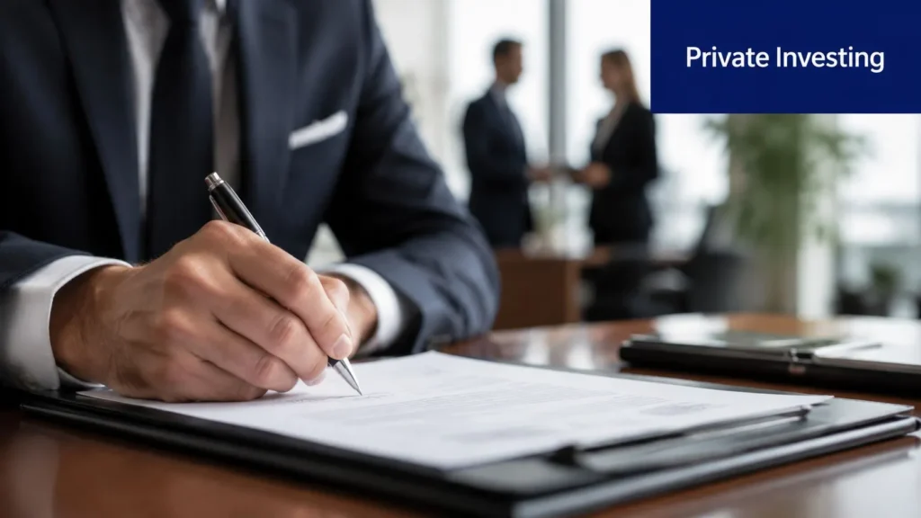 Is SpaceX Publicly Traded? a 2026 Investor Guide Business professional signing documents in an office, illustrating private investing and investment agreements.