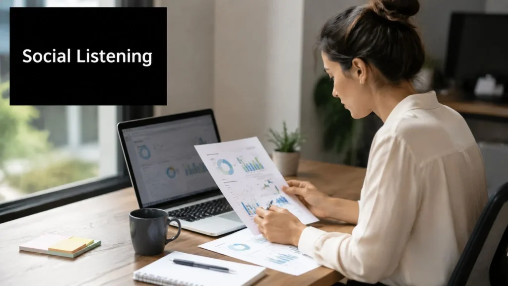 10 Market Research Methods to Know in 2026 Professional reviewing social media analytics reports and dashboard data on a laptop for audience insights.