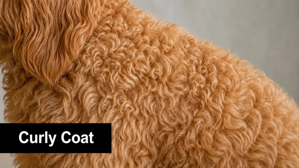 8 Key Facts About Goldendoodles You Must Know Close-up of a dog's dense, tightly curled apricot-colored fur texture.