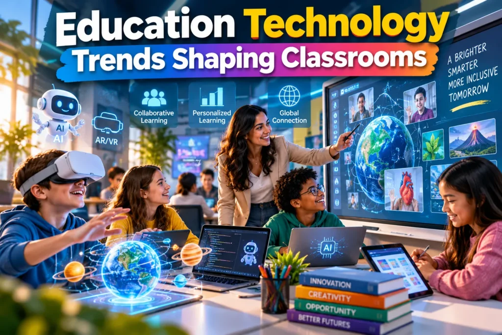 Education Technology Trends Shaping Classrooms in 2026 write a web alt text to this image not longer than 125 characters